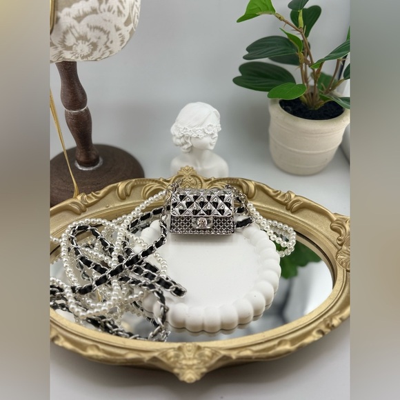 Silver Mini Crossbody Bag with Pearl & Chain Strap ✨ - Picture 17 of 17